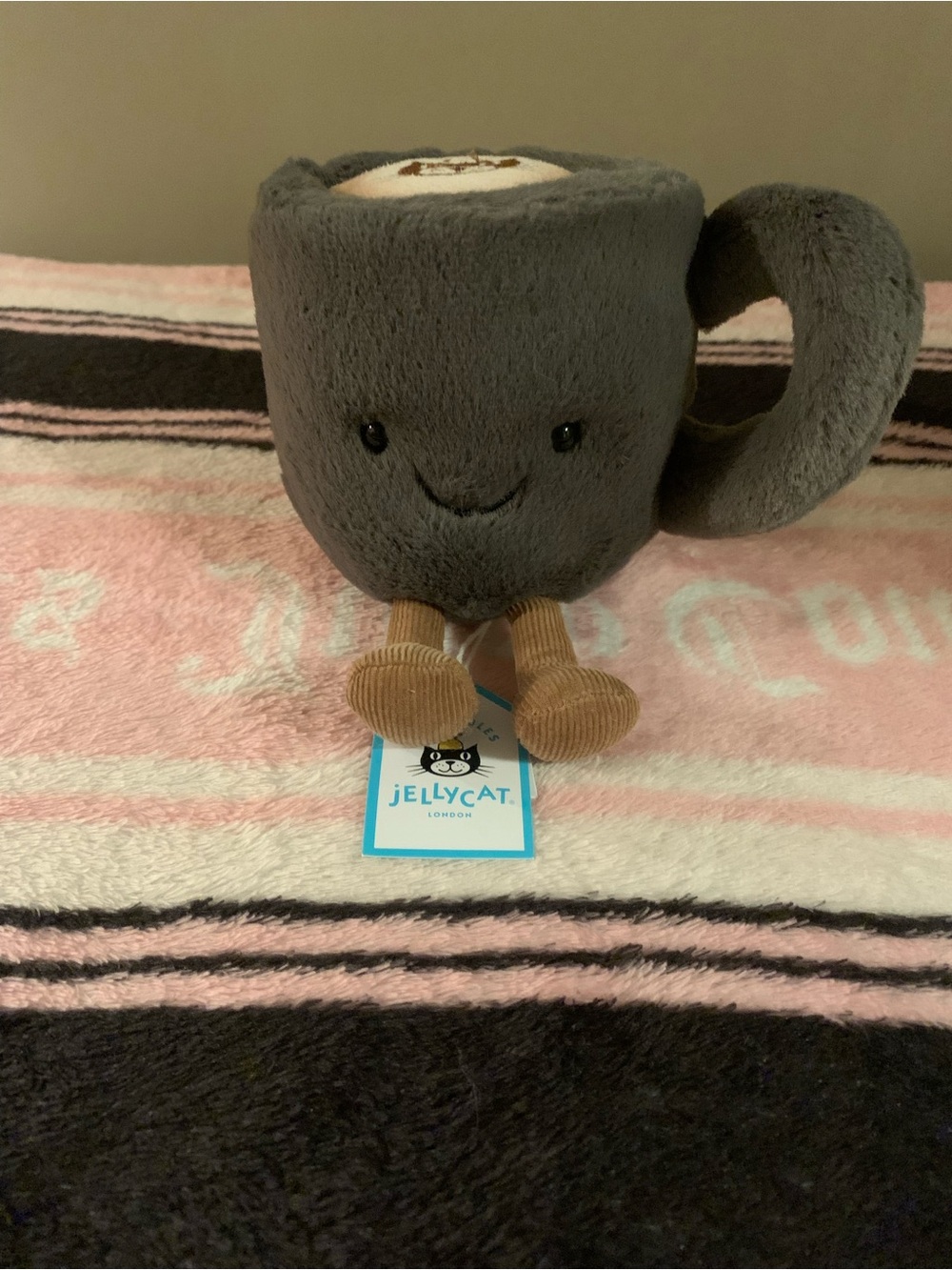 Jellycat Plush Grey Coffee Mug Toy - Cute Smiling Mug